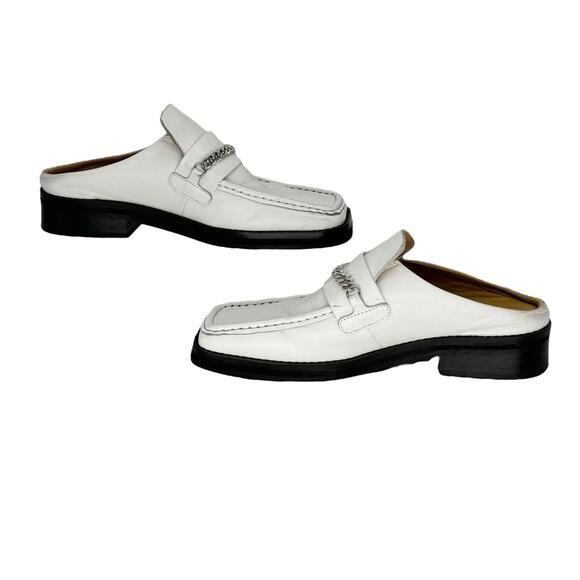 Tony Bianco Women's Chain Loafers 7 Square Toe White Cruise Relaxed Mule Classic - Picture 5 of 13